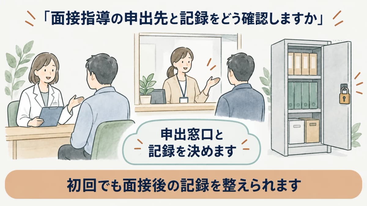 申出窓口と記録を確認する面接指導と施錠付き書庫