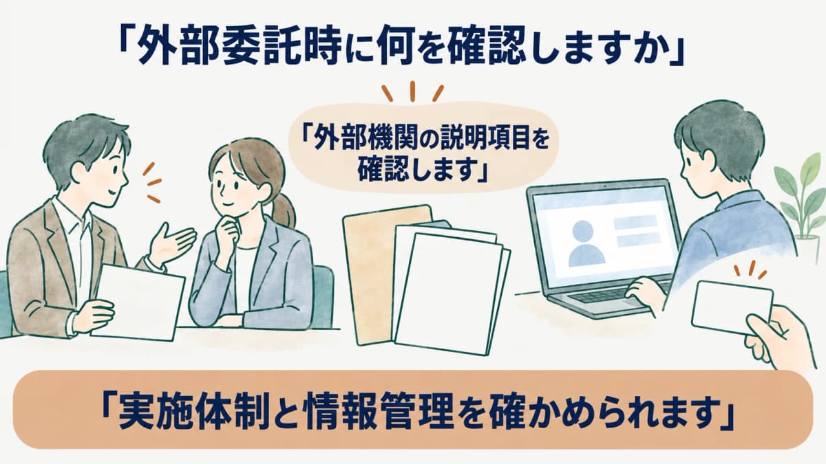外部機関の説明項目を確認する説明書とWeb受検画面