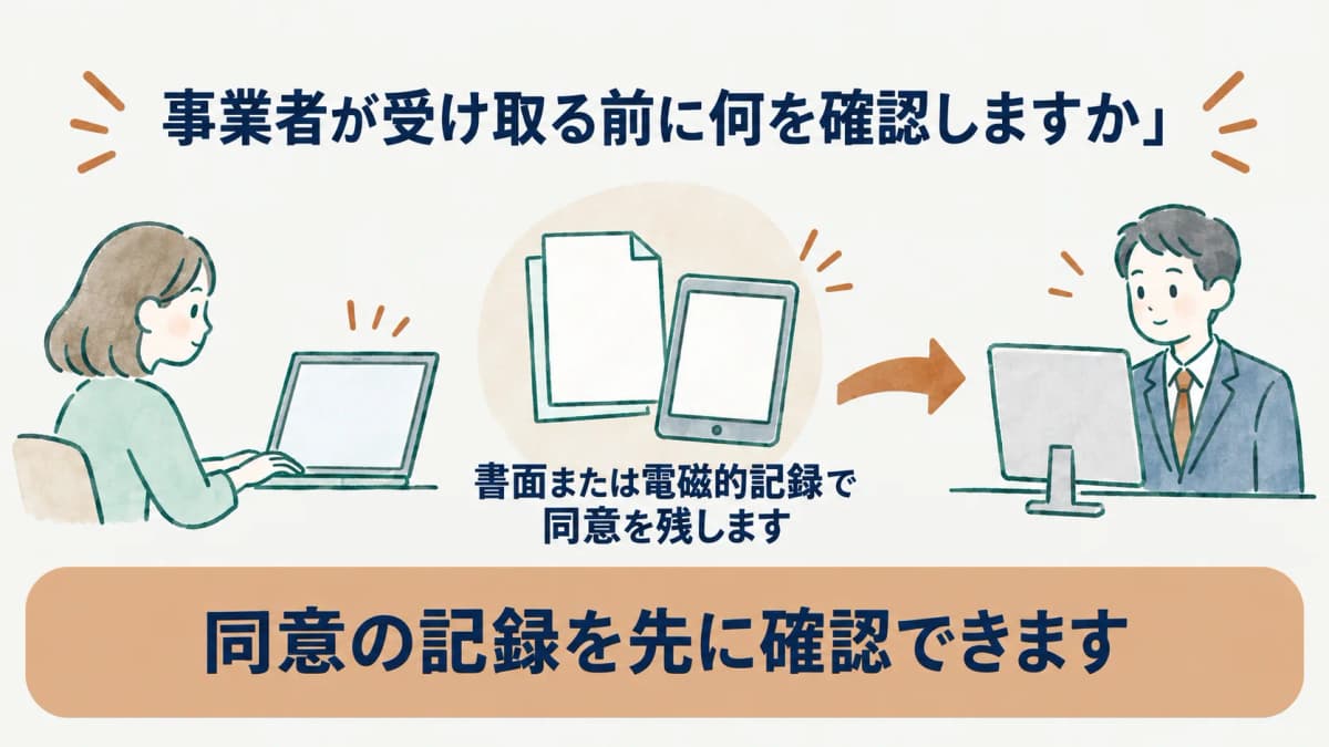 書面または電磁的記録で同意を残すWeb受検画面